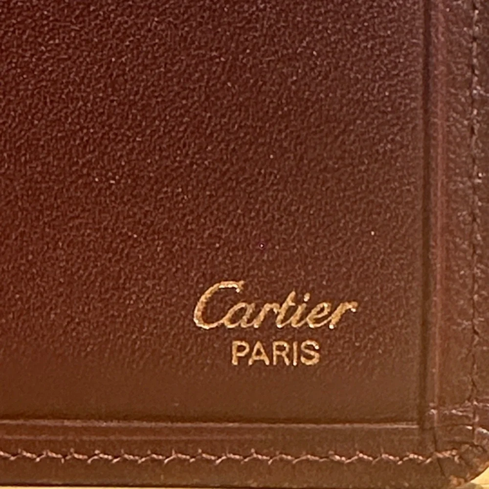 Cartier Paris Vintage Burgundy Leather Fold-over Bifold Organizer Wallet